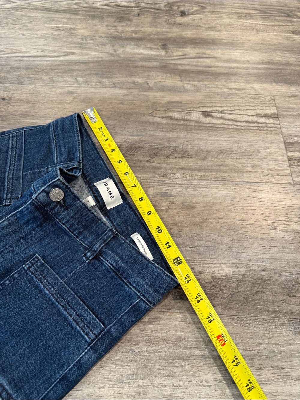 FRAME Le Slim Patch Pocket Palazzo Jeans Thunderstorm Comfort Stretch Denim 27 - Picture 7 of 12